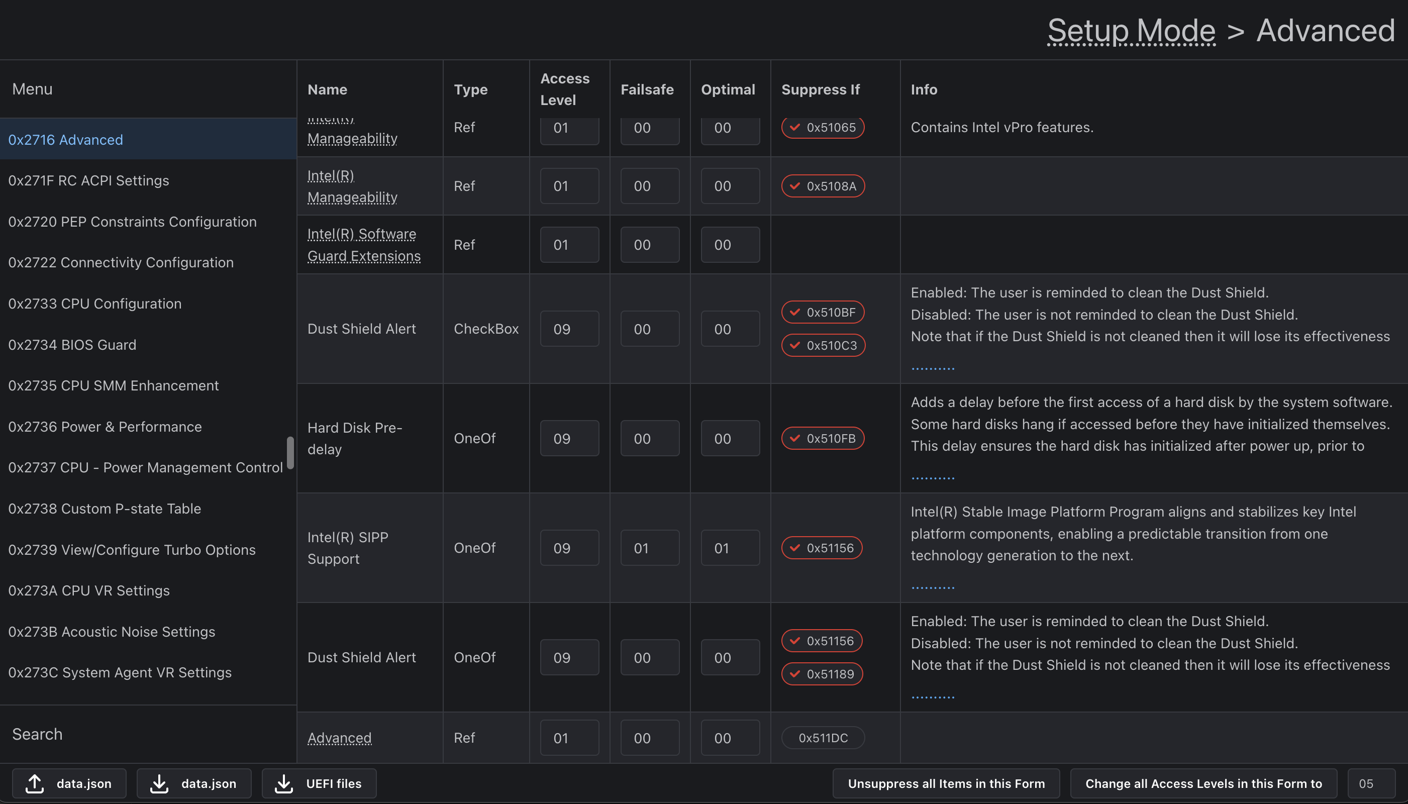 UEFI Editor Enable Advanced